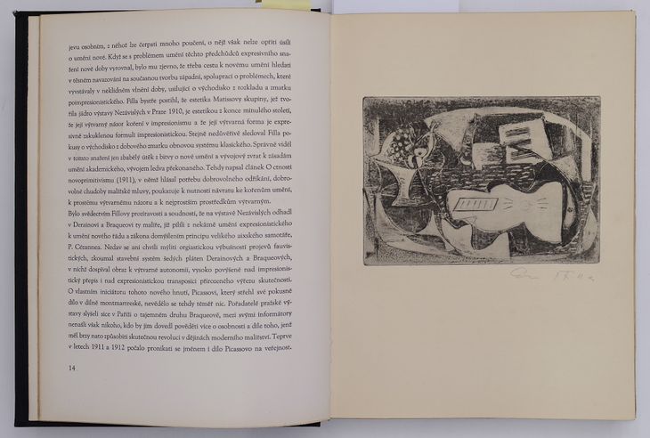 Zátiší s kytarou a podnosem ovoce (cena za bibliografii č. 54 František Venera: Dílo Emila Filly, Brno, 1936, 8 originálních grafických listů, list je samostatně neprodejný) - 1